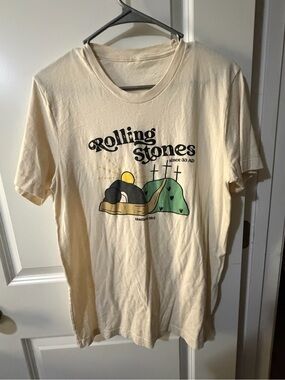 Rolling Stones Graphic T-Shirt in Cream with Yellow & Green Print
